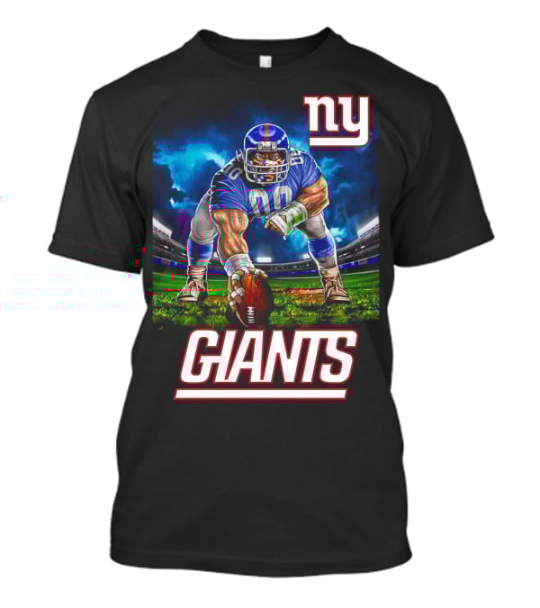 Ny Giants Football 3 Point Stance Nfl Stadium Scene T-Shirt