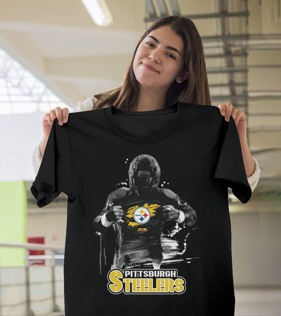 Pittsburgh Steelers Superhero Style Emblem Fan Pride T-Shirt