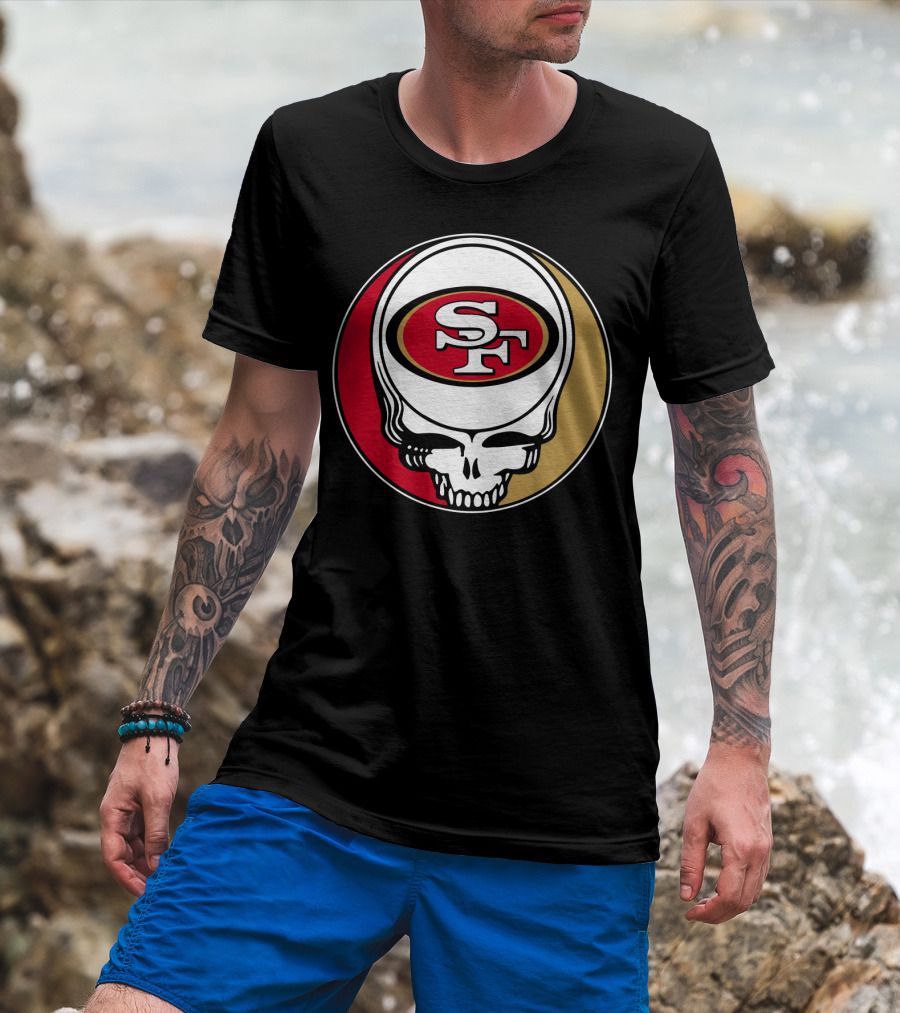 Grateful Dead San Francisco 49ers Skull Logo Combination T-Shirt