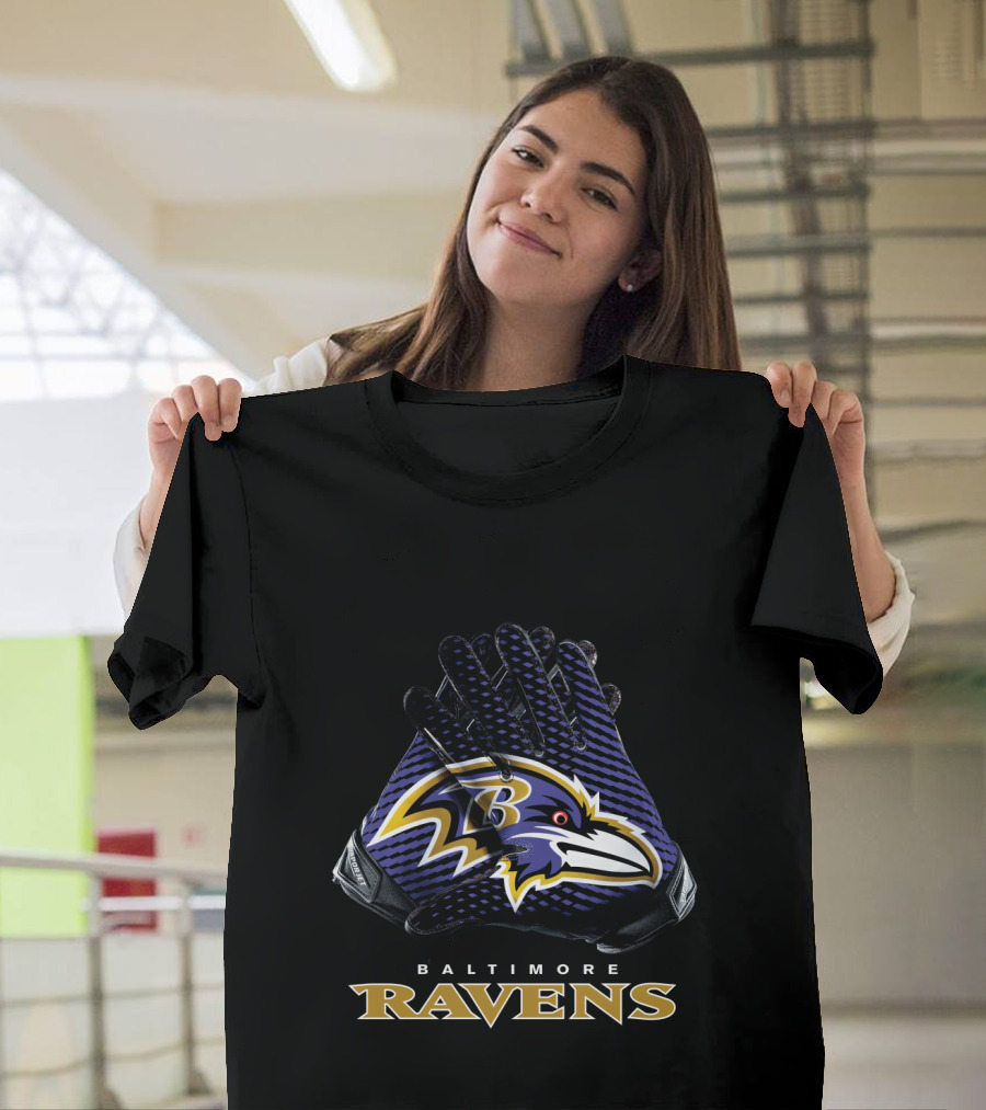 Baltimore Ravens Nfl Gloves Football Team Logo Bold T-Shirt