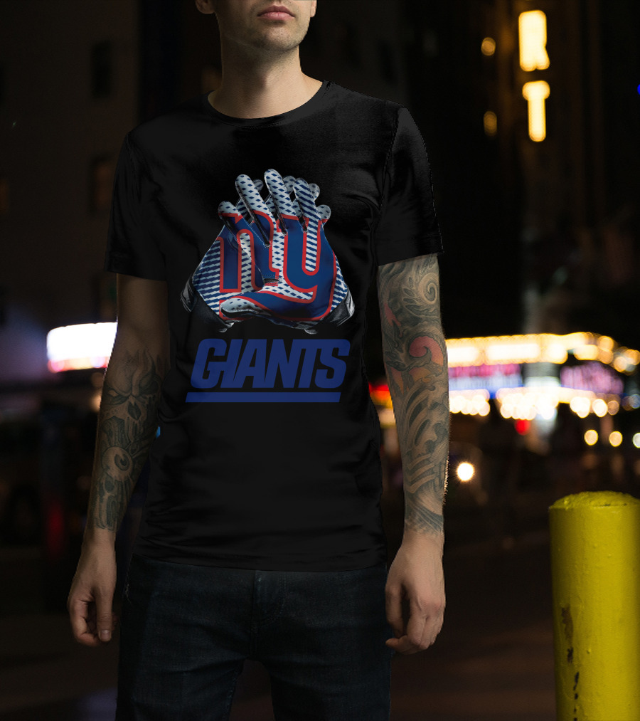New York Giants Ny Logo Nfl Gloves T-Shirt