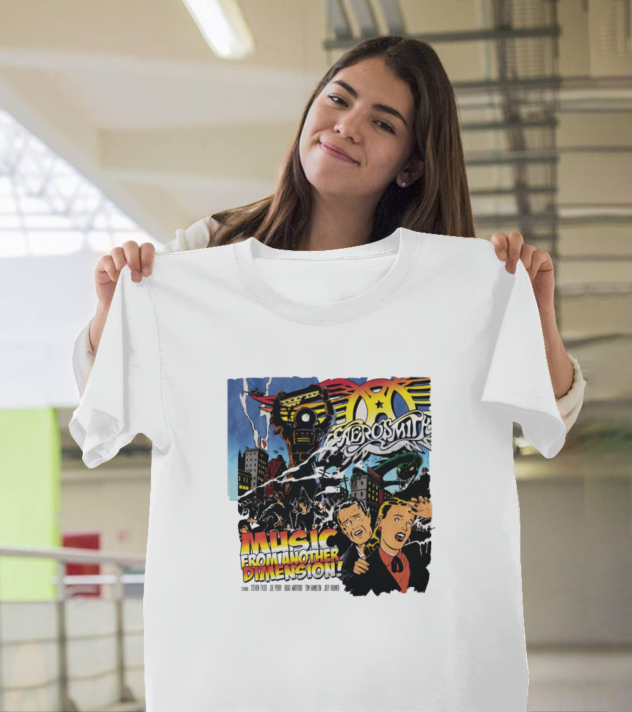 Aerosmith Music From Another Dimension Comic-Style Galactic Robot Skyline T-Shirt