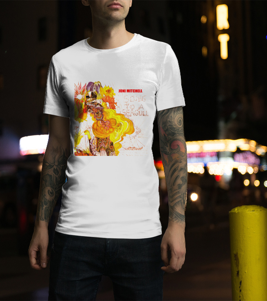 Joni Mitchell Song To A Seagull Colorful Floral Artwork With Yellow Orange Accents T-Shirt