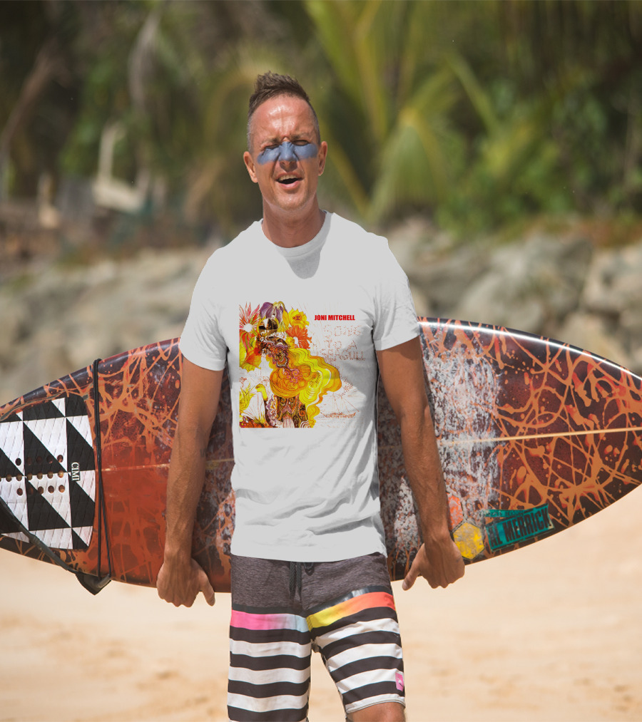 Joni Mitchell Song To A Seagull Colorful Floral Artwork With Yellow Orange Accents T-Shirt