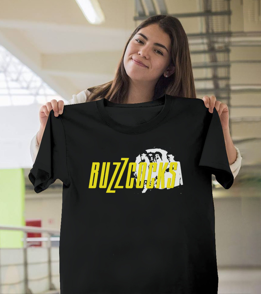 BUZZCOCKS Yellow Logo With Band Photo T-Shirt