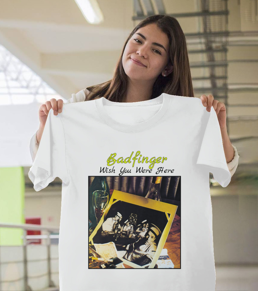 Badfinger Wish You Were Here Album Art Photographic Table Setting With Drinks And Photographs T-Shirt