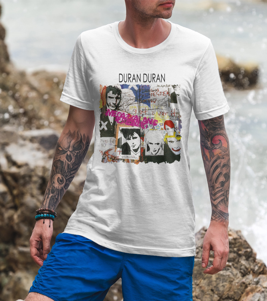 Duran Duran Medazzaland Collage Art With Faces And Graffiti Elements T-Shirt