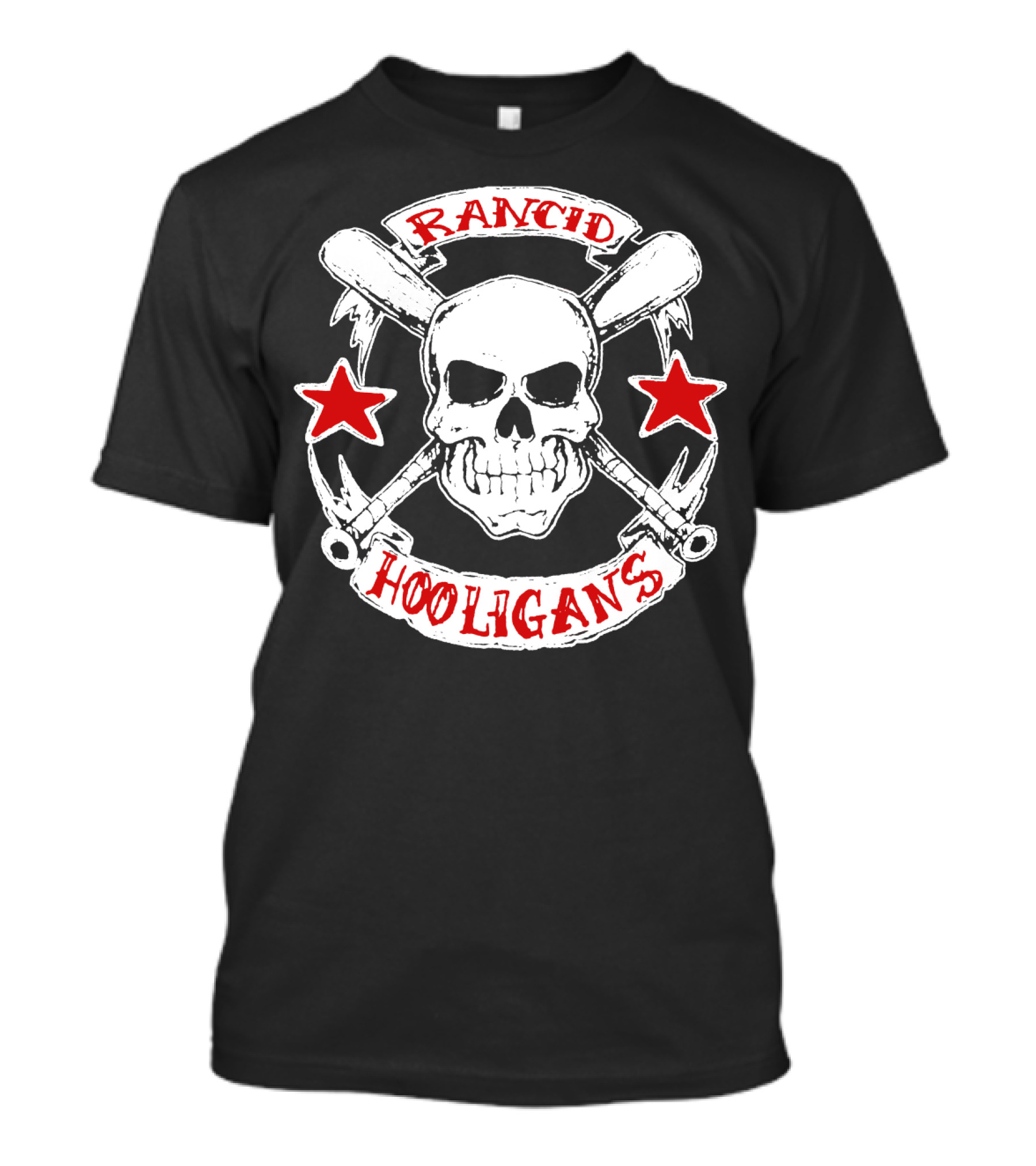 Rancid Hooligans Skull And Bat Stars T-Shirt