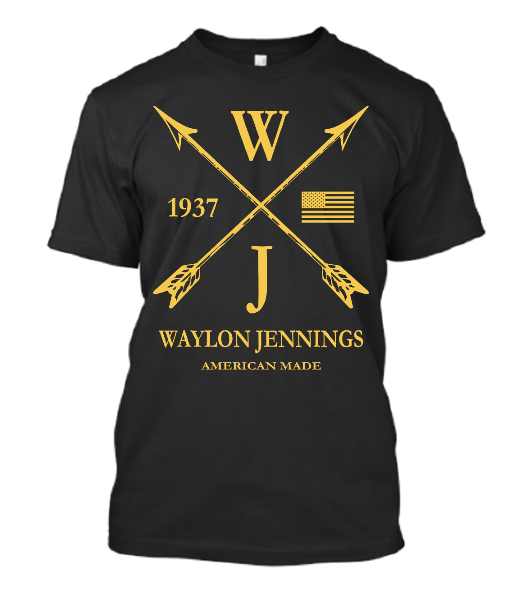 Waylon Jennings WJ 1937 American Made USA Flag Arrows T-Shirt