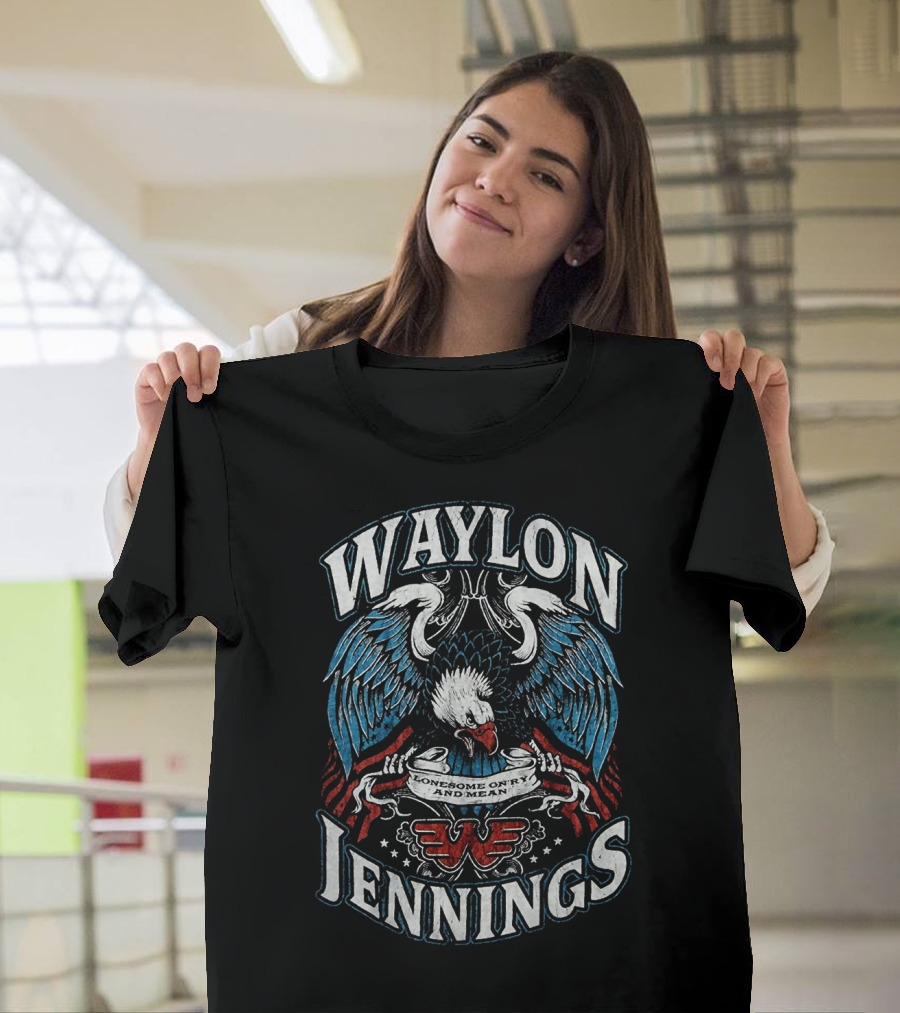 Waylon Jennings Lonesome On'ry And Mean Eagle T-Shirt