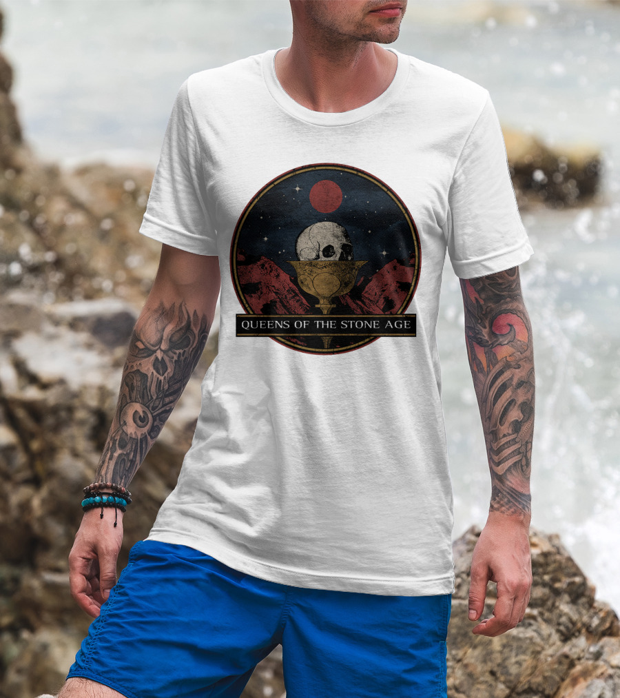 Queens Of The Stone Age Skull Goblet Moon Desert T-Shirt