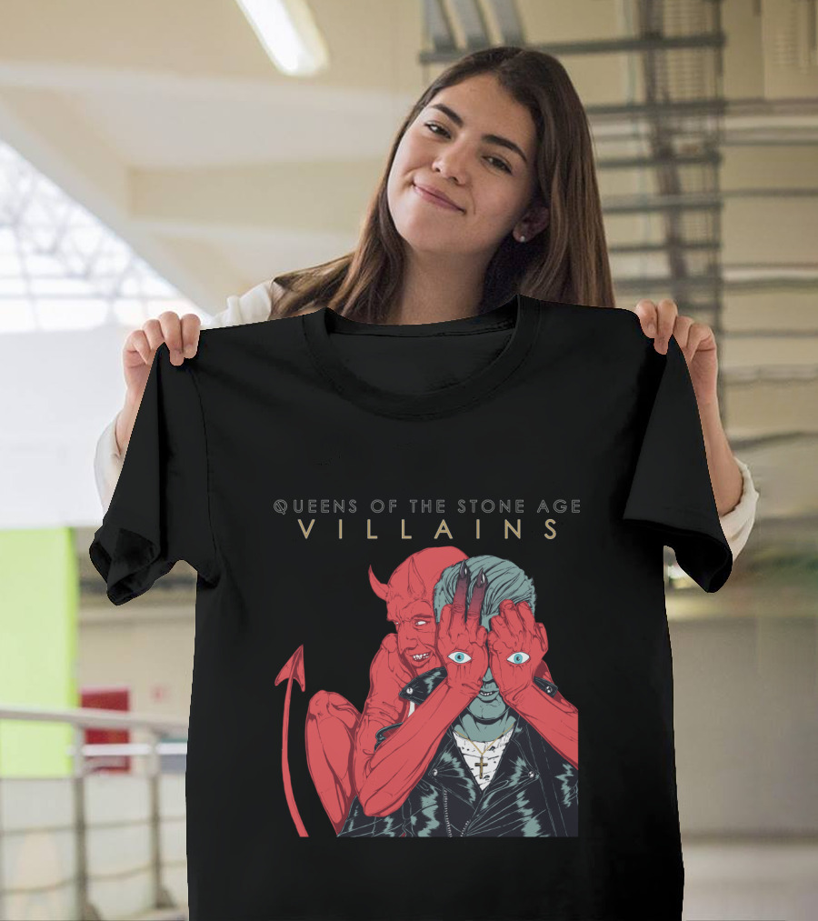 Queens Of The Stone Age Villains Devil And Leather Jacket T-Shirt