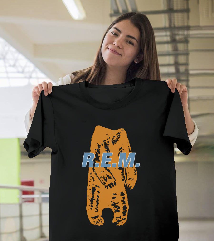 R.E.M. Orange Bear Motif T-Shirt