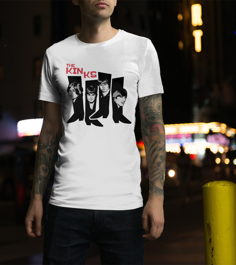 The Kinks Iconic Band Members Black Silhouette Art T-Shirt