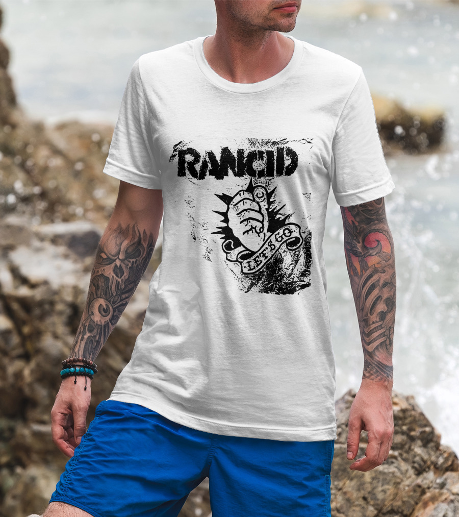 Rancid Let's Go Fist Logo Grunge Style T-Shirt