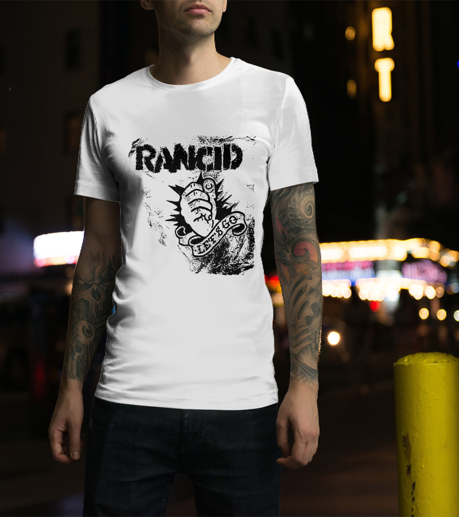 Rancid Let's Go Fist Logo Grunge Style T-Shirt