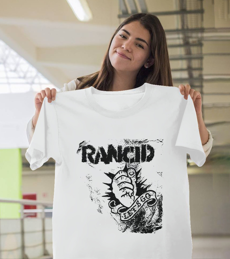Rancid Let's Go Fist Logo Grunge Style T-Shirt
