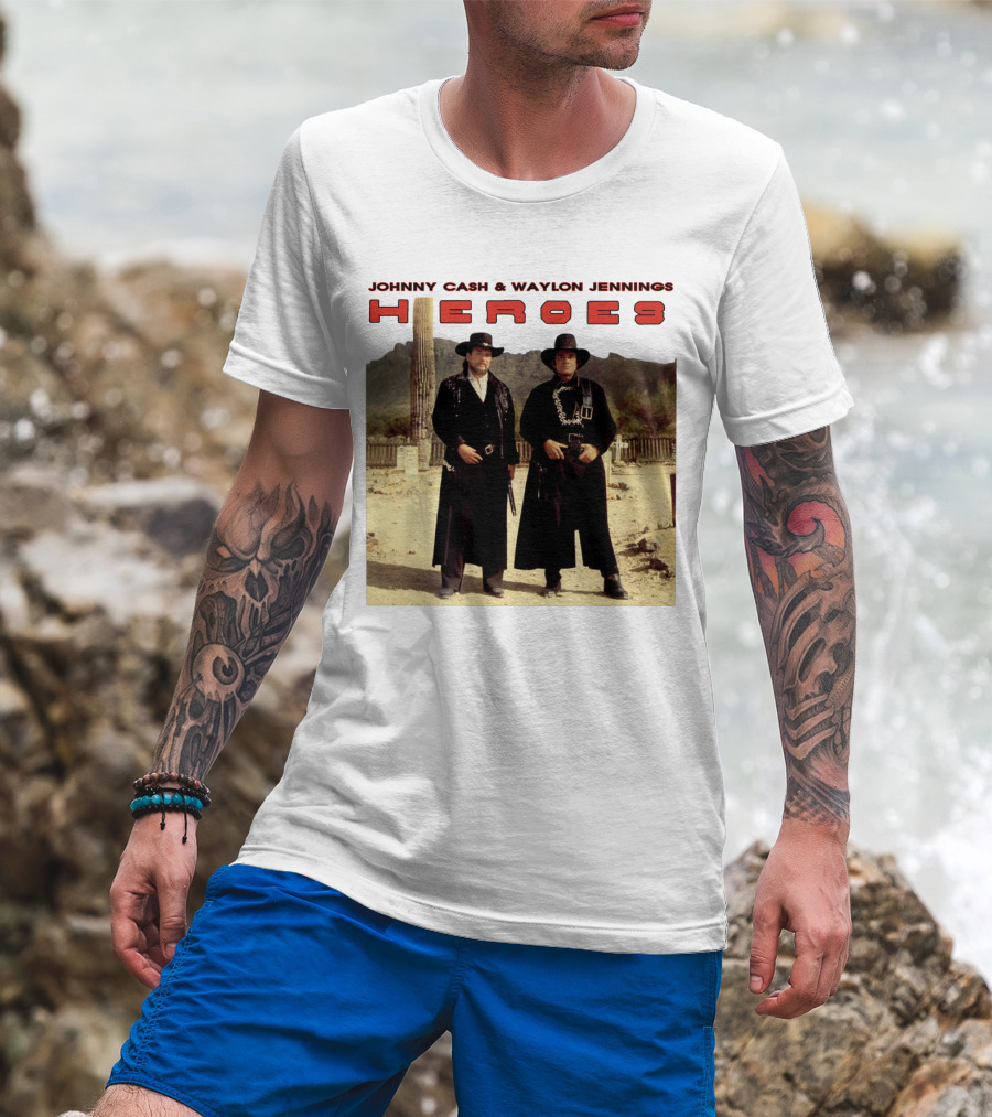 Johnny Cash & Waylon Jennings Heroes Desert Scene T-Shirt