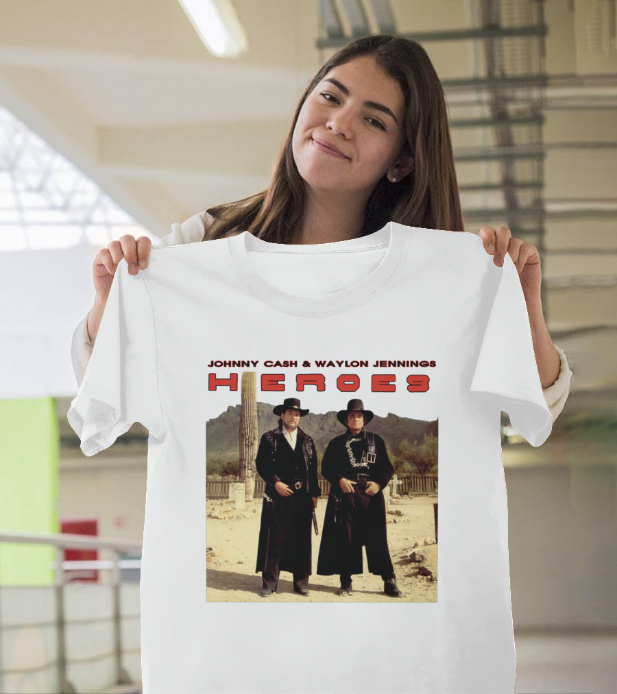 Johnny Cash & Waylon Jennings Heroes Desert Scene T-Shirt