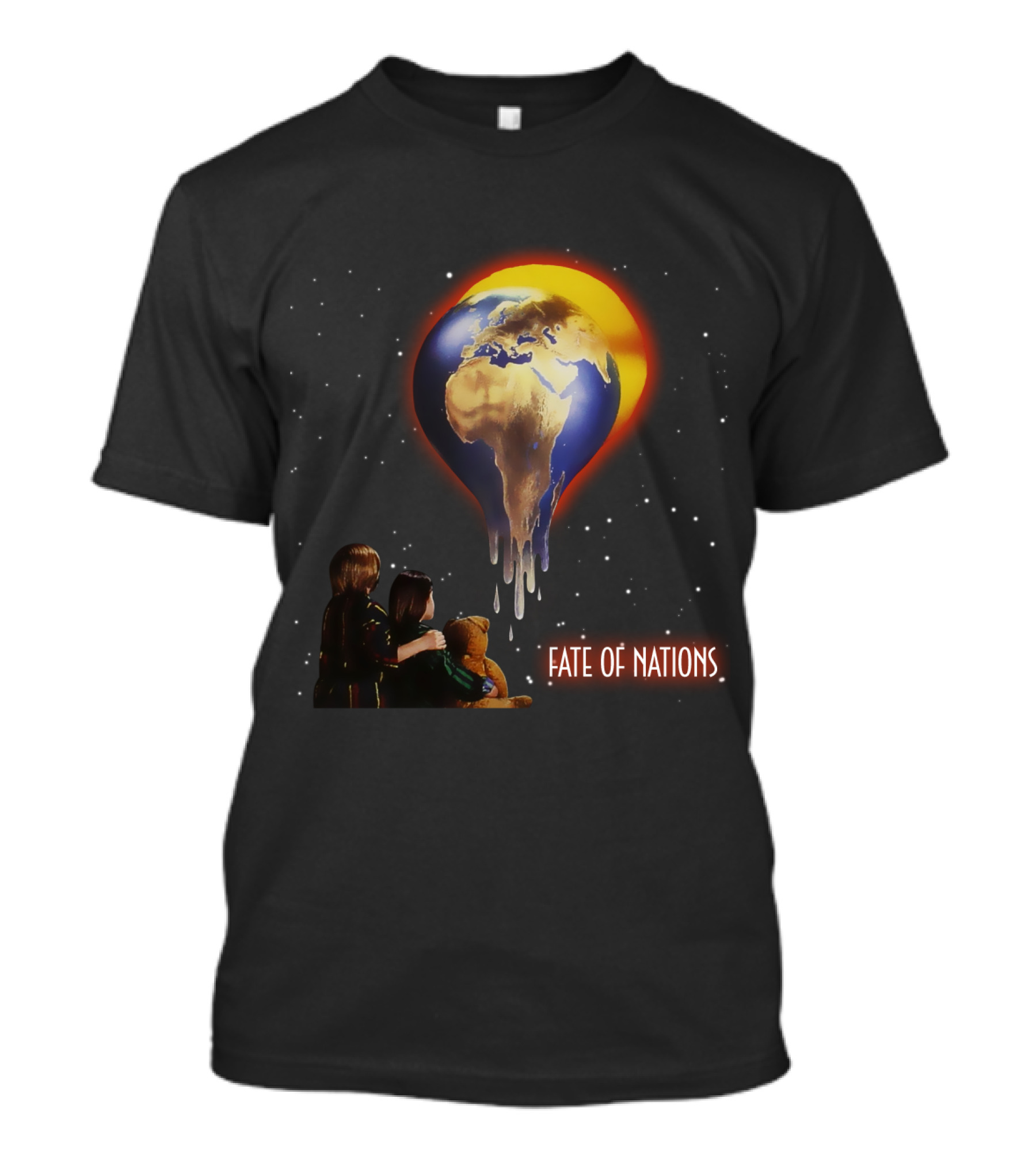 Fate Of Nations Melting Earth With Children And Teddy Bear T-Shirt