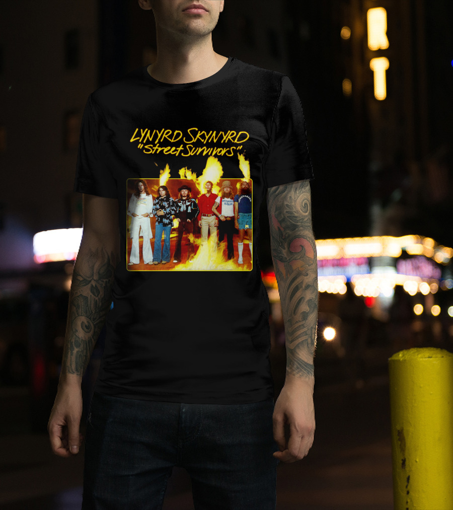 Lynyrd Skynyrd Street Survivors Album Cover Art Fiery T-Shirt