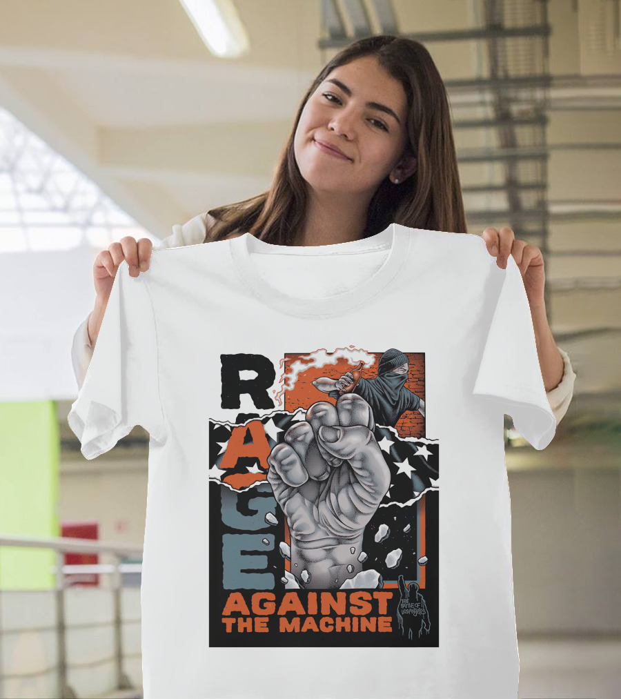 Rage Against The Machine Raised Fist With Stars And Protest T-Shirt