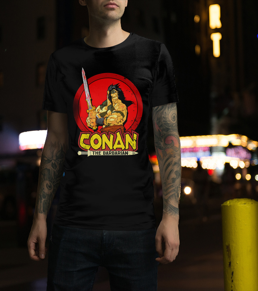 Conan The Barbarian Sword Warrior Red Circle T-Shirt