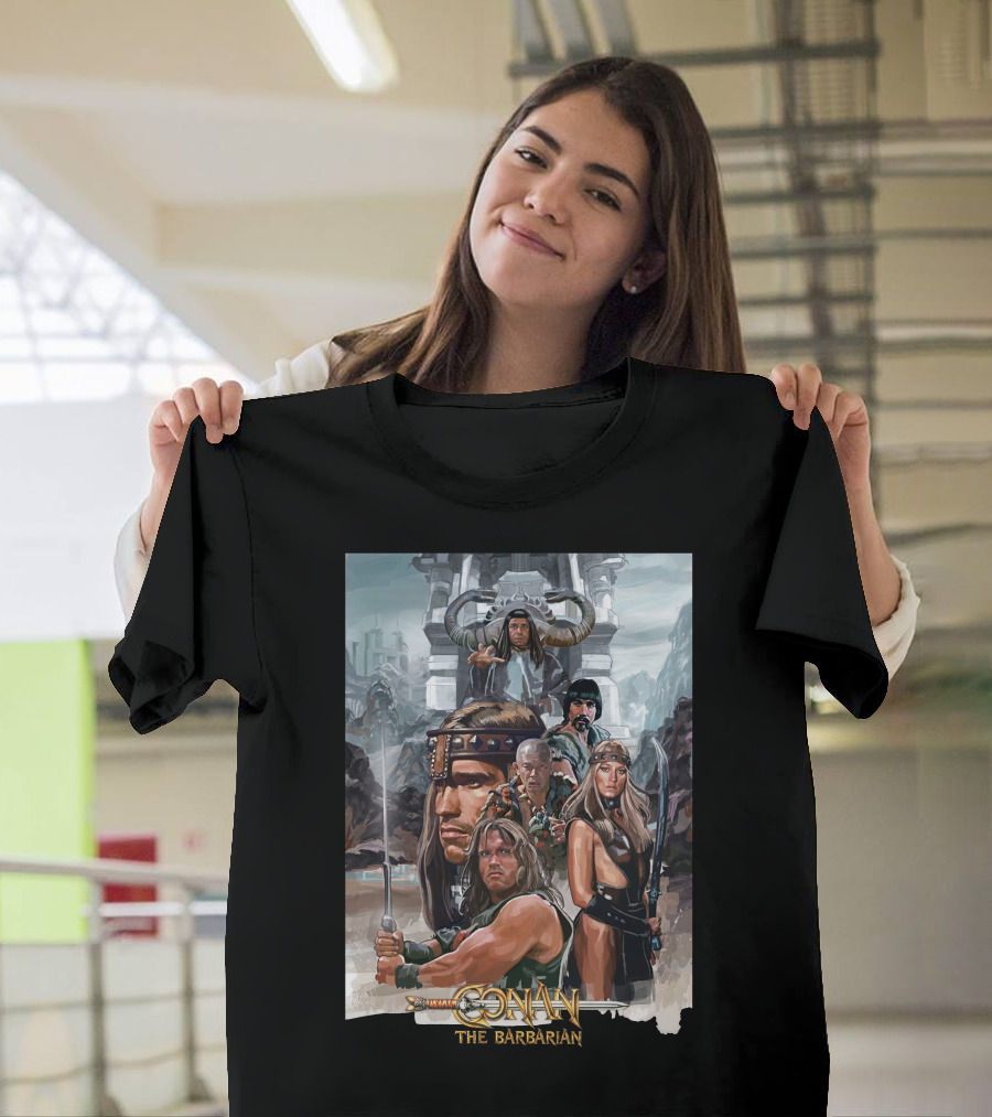 Conan The Barbarian Movie Characters Collage - Sword And Fortress T-Shirt