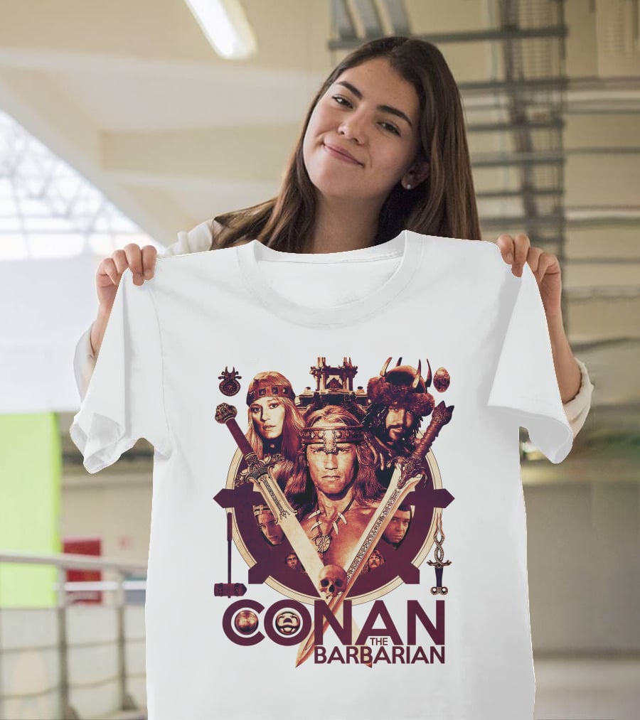Conan The Barbarian Warrior Circle With Swords And Characters T-Shirt