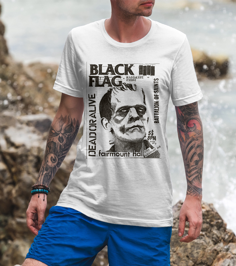 Black Flag Saccharine Trust Dead Or Alive Battalion Of Saints Fairmount Hall 5$ 8Pm 3760 Fairmount Ave Oct T-Shirt