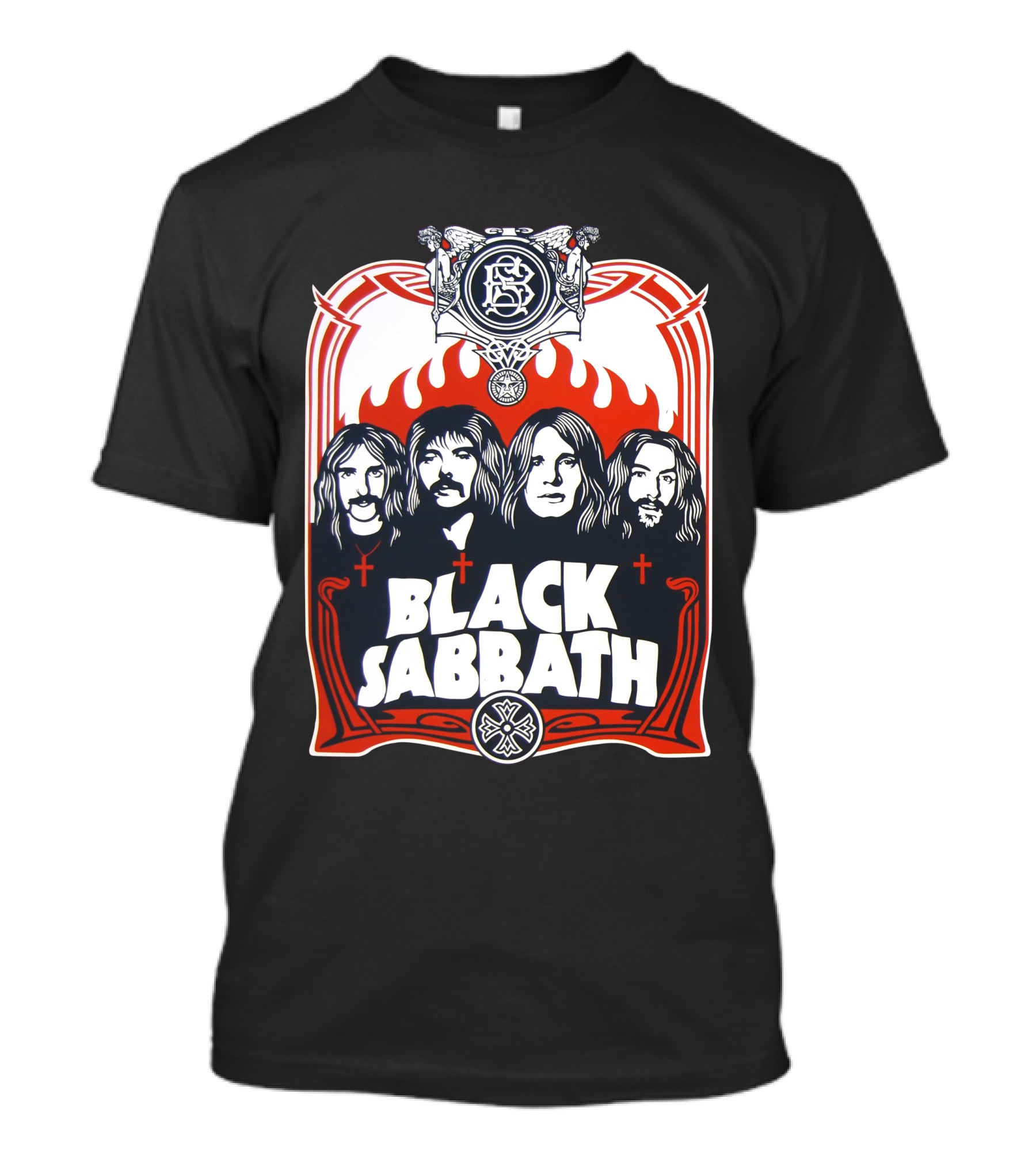 Black Sabbath Vintage Style Band Portrait With Gothic Symbolism T-Shirt