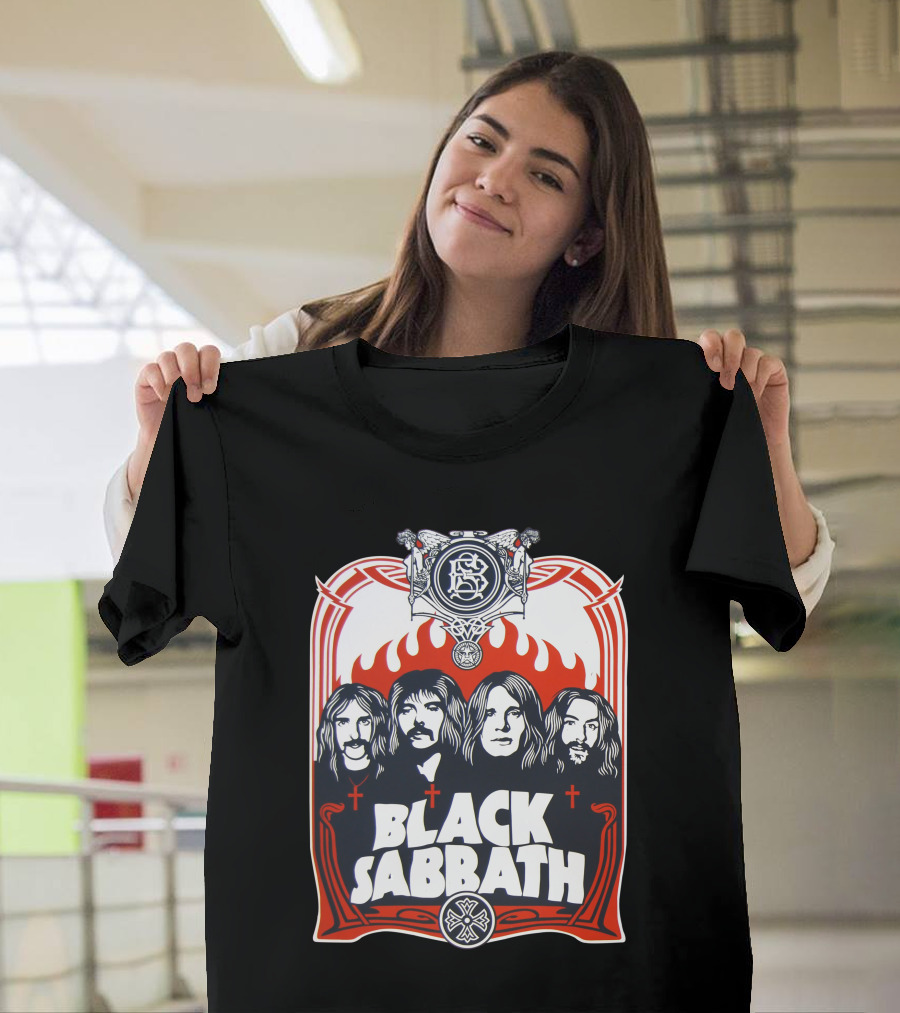 Black Sabbath Vintage Style Band Portrait With Gothic Symbolism T-Shirt