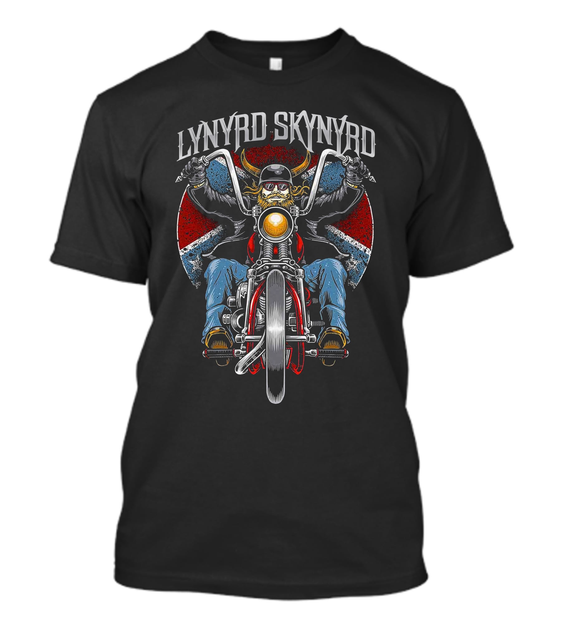 Lynyrd Skynyrd Biker Riding Motorcycle With Retro Background T-Shirt