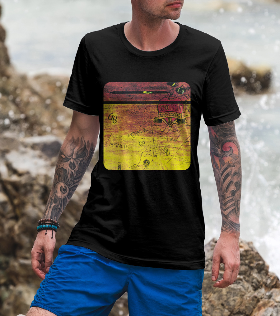 School's Out Alice Cooper Wooden Desk T-Shirt