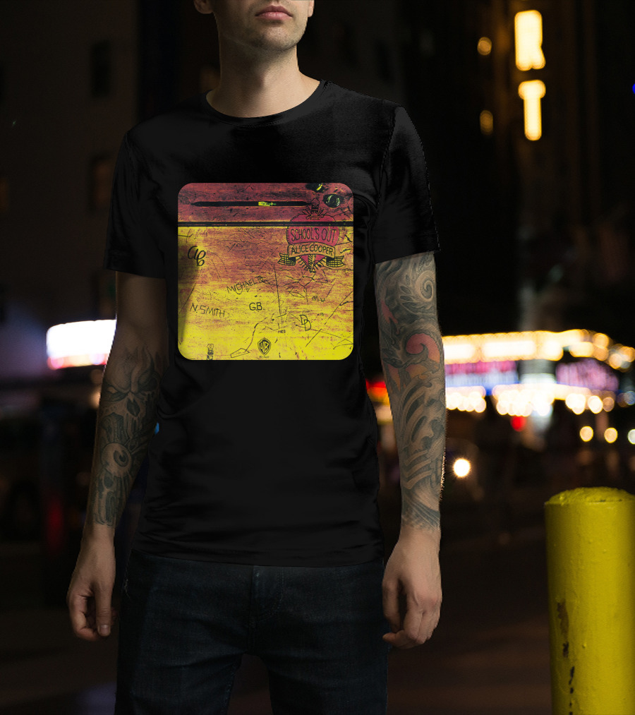 School's Out Alice Cooper Wooden Desk T-Shirt