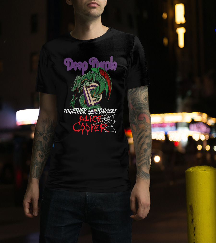 Deep Purple Alice Cooper Together In Concert Dragon T-Shirt