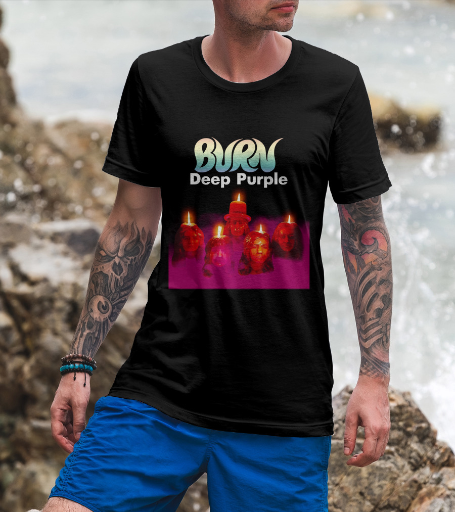 Burn Deep Purple Candle Faces T-Shirt