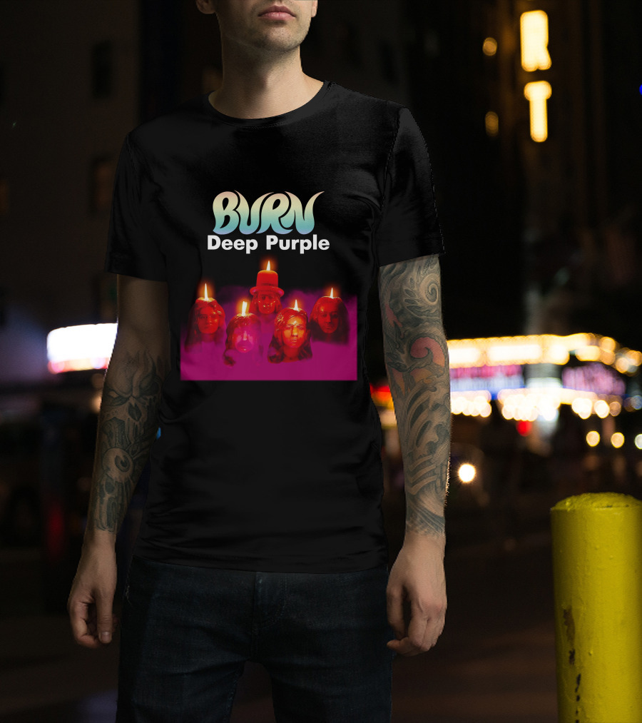 Burn Deep Purple Candle Faces T-Shirt