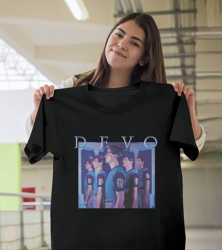 Devo Band Members Blue Uniforms Standing In Line T-Shirt