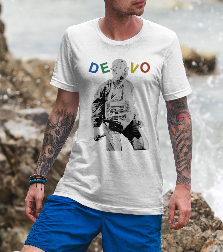 Devo Man With Jacket And Guitar T-Shirt
