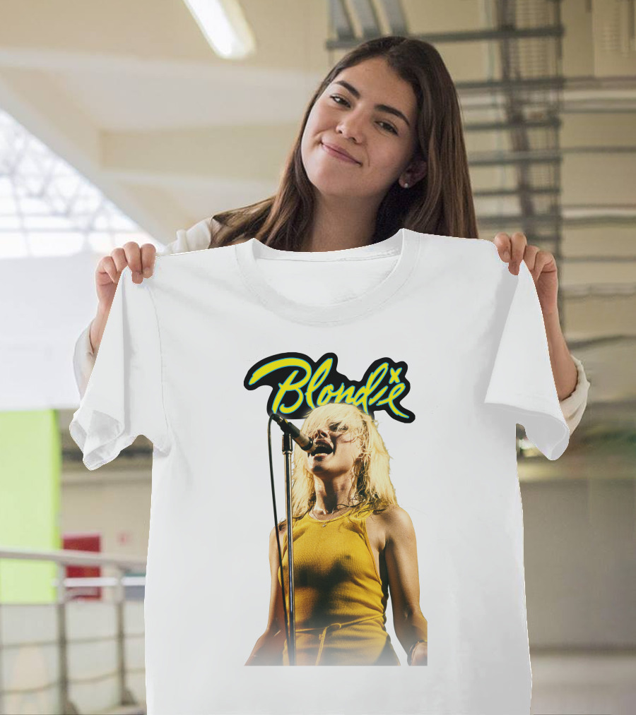 Blondie Live Performance Microphone Yellow Dress T-Shirt