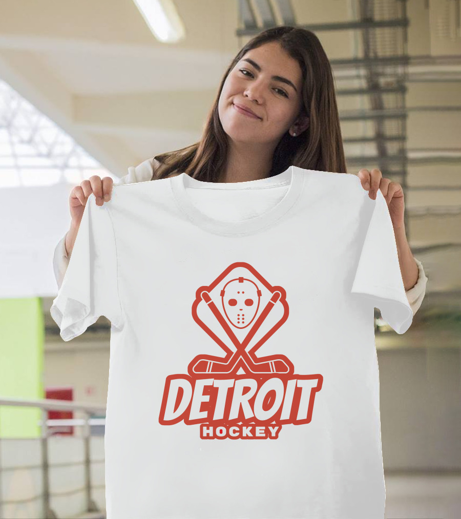 Detroit Hockey Mask And Crossed Sticks T-Shirt