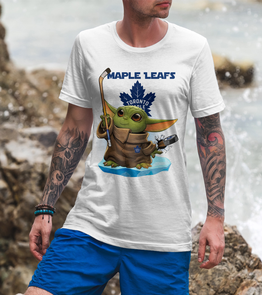 Baby Yoda Toronto Maple Leafs Hockey Fan T-Shirt