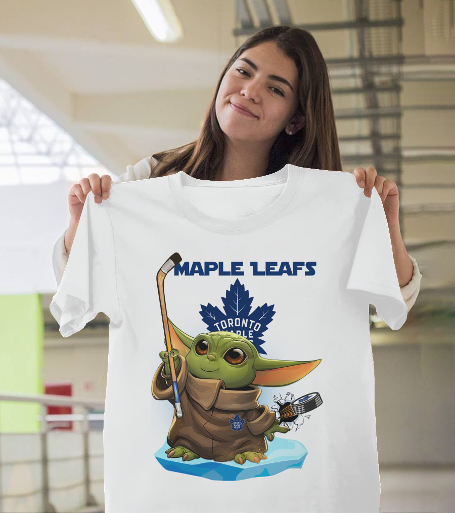 Baby Yoda Toronto Maple Leafs Hockey Fan T-Shirt