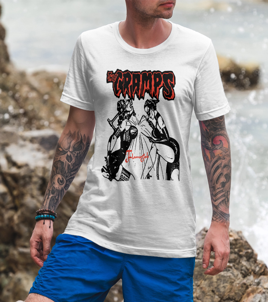 The Cramps Flamejob Artwork Kneeling Figures T-Shirt
