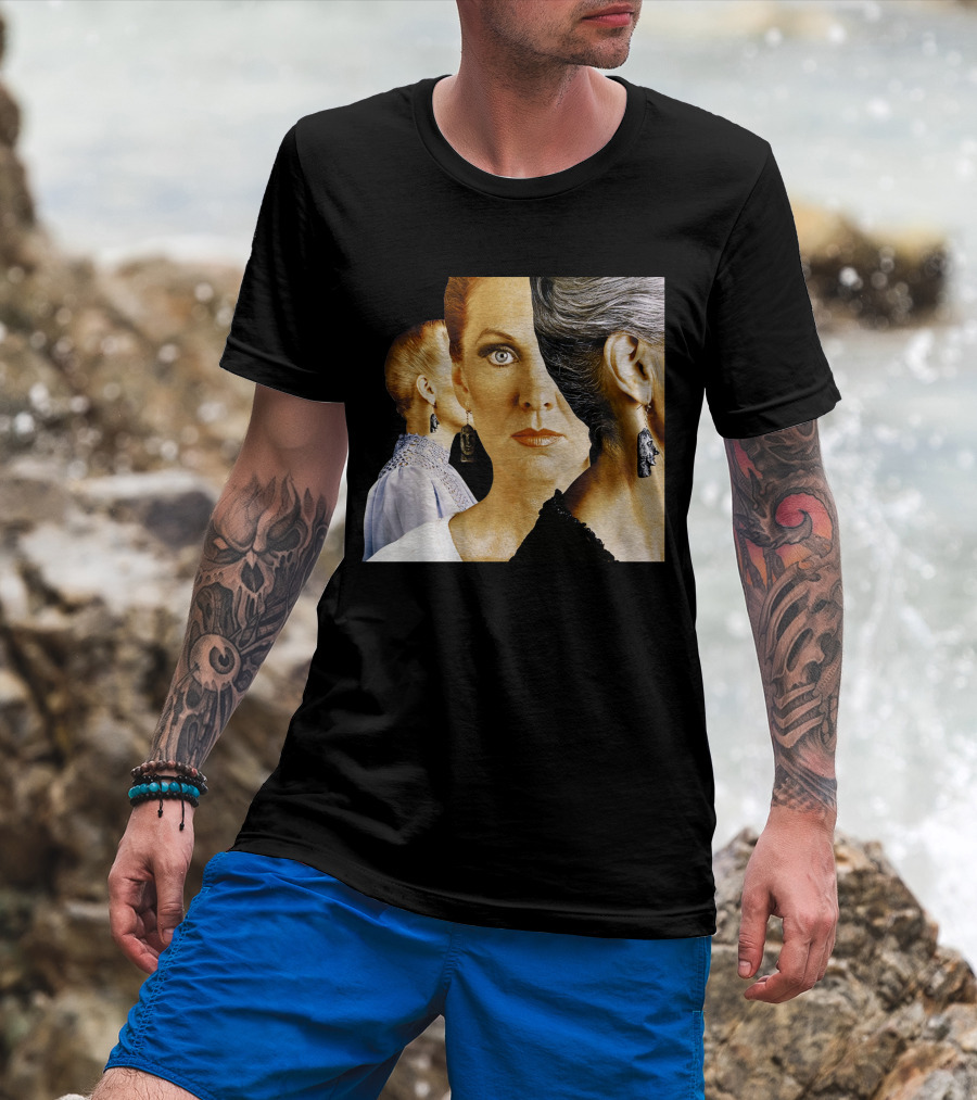 Dramatic Portrait Faces With Bold Earrings And Elegant Hairstyle T-Shirt
