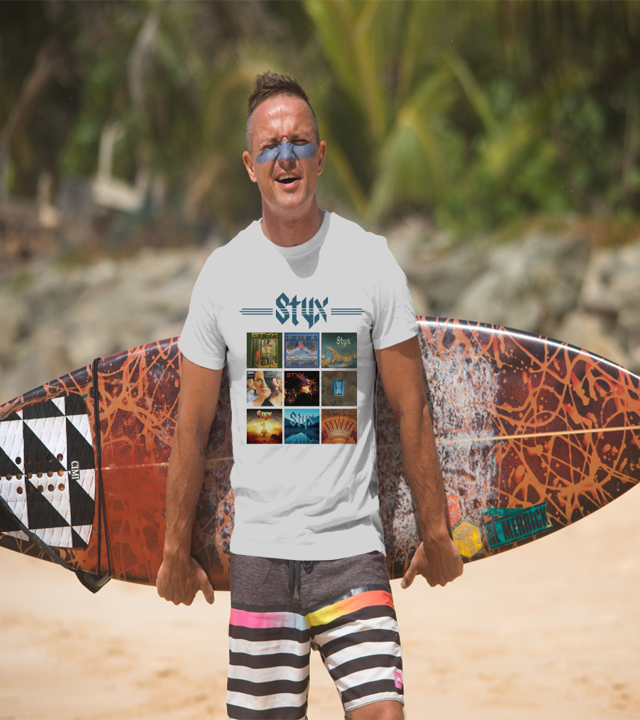 Styx Album Covers Compilation Featuring Iconic Band Art T-Shirt