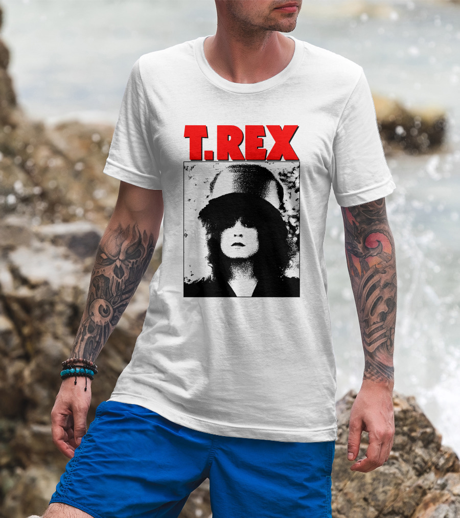 T. Rex Iconic Red Text With Black And White T-Shirt