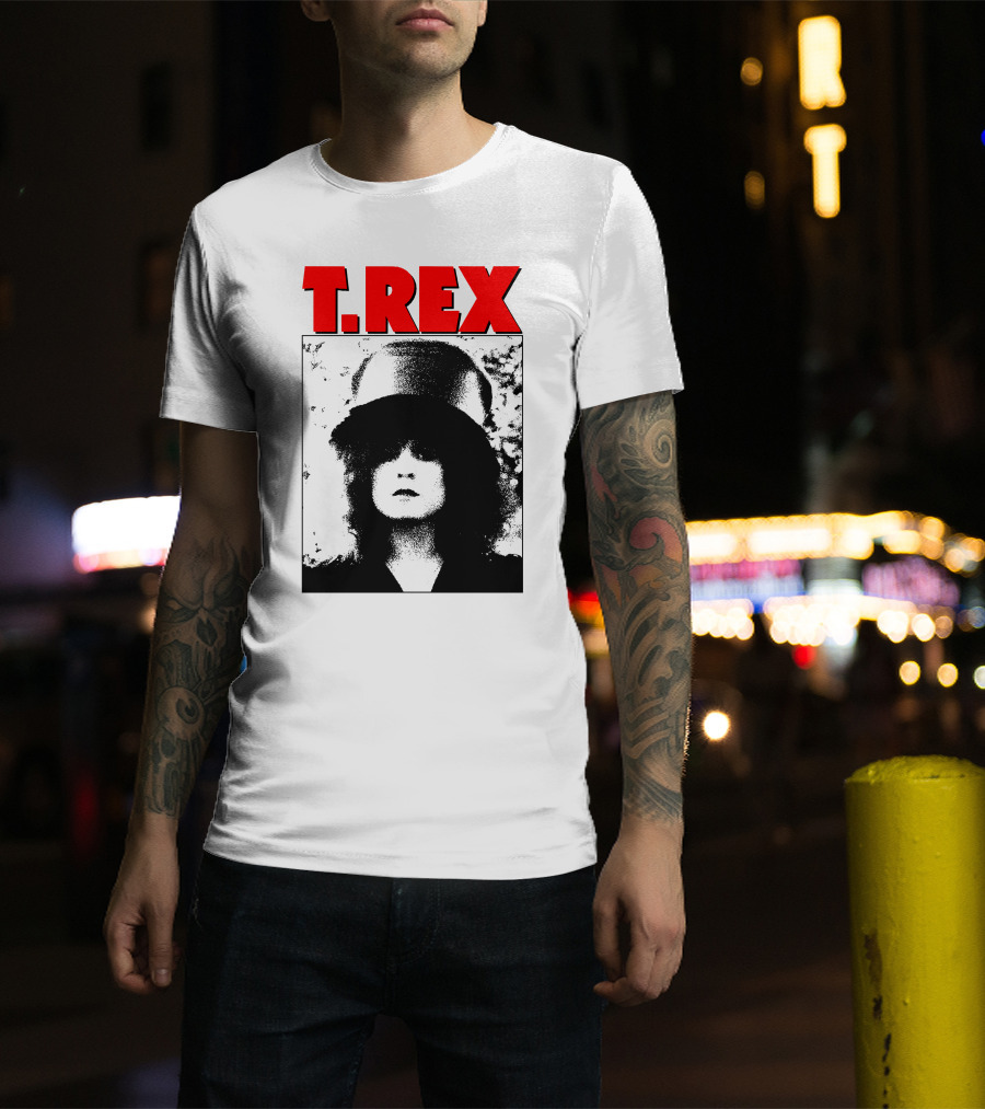 T. Rex Iconic Red Text With Black And White T-Shirt
