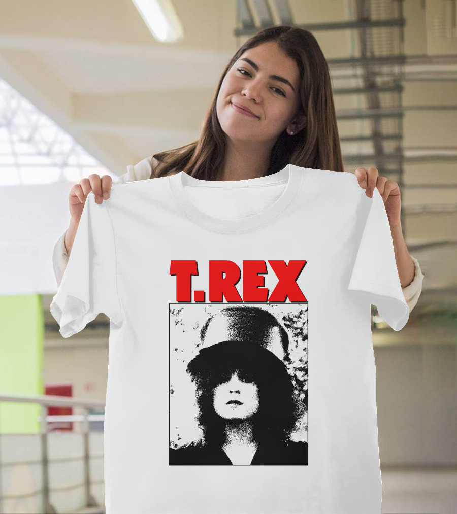 T. Rex Iconic Red Text With Black And White T-Shirt